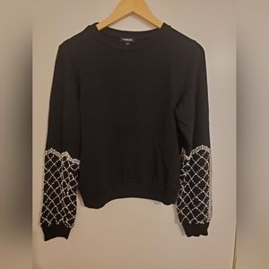 Black sweater with Embellished sleeves